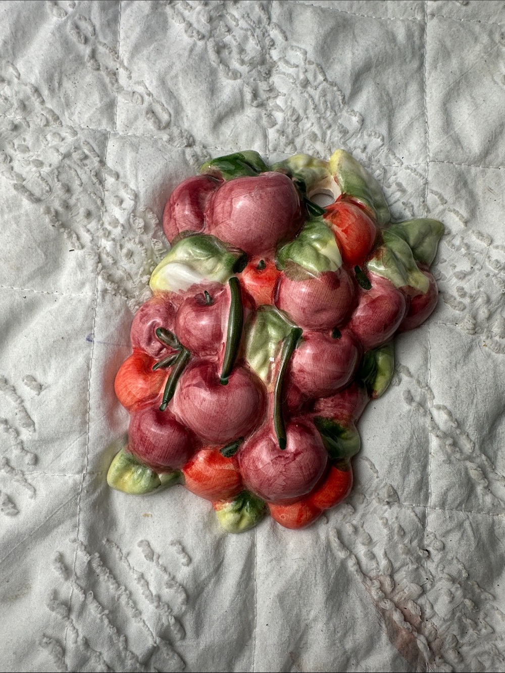 Ceramic Grape Wall Plaque - Pink and Green